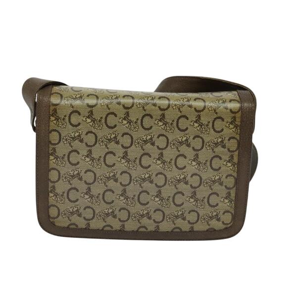 CELINE C Sulky Shoulder Bag Coated Canvas Beige Brown Gold - Picture 3 of 12